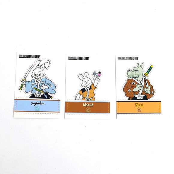 3 Usagi Yojimbo Gen Finger Puppet Promo Cards 1998 Dark Horse Maverick Con - Picture 1 of 2
